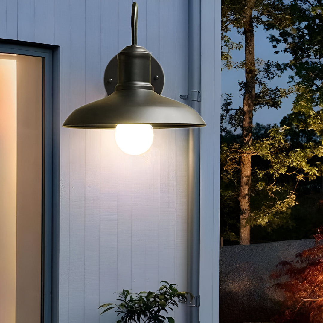 Industrial Bowl Shaped Iron Outdoor Wall Light 11