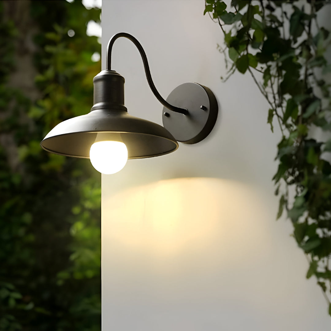 Industrial Bowl Shaped Iron Outdoor Wall Light 3