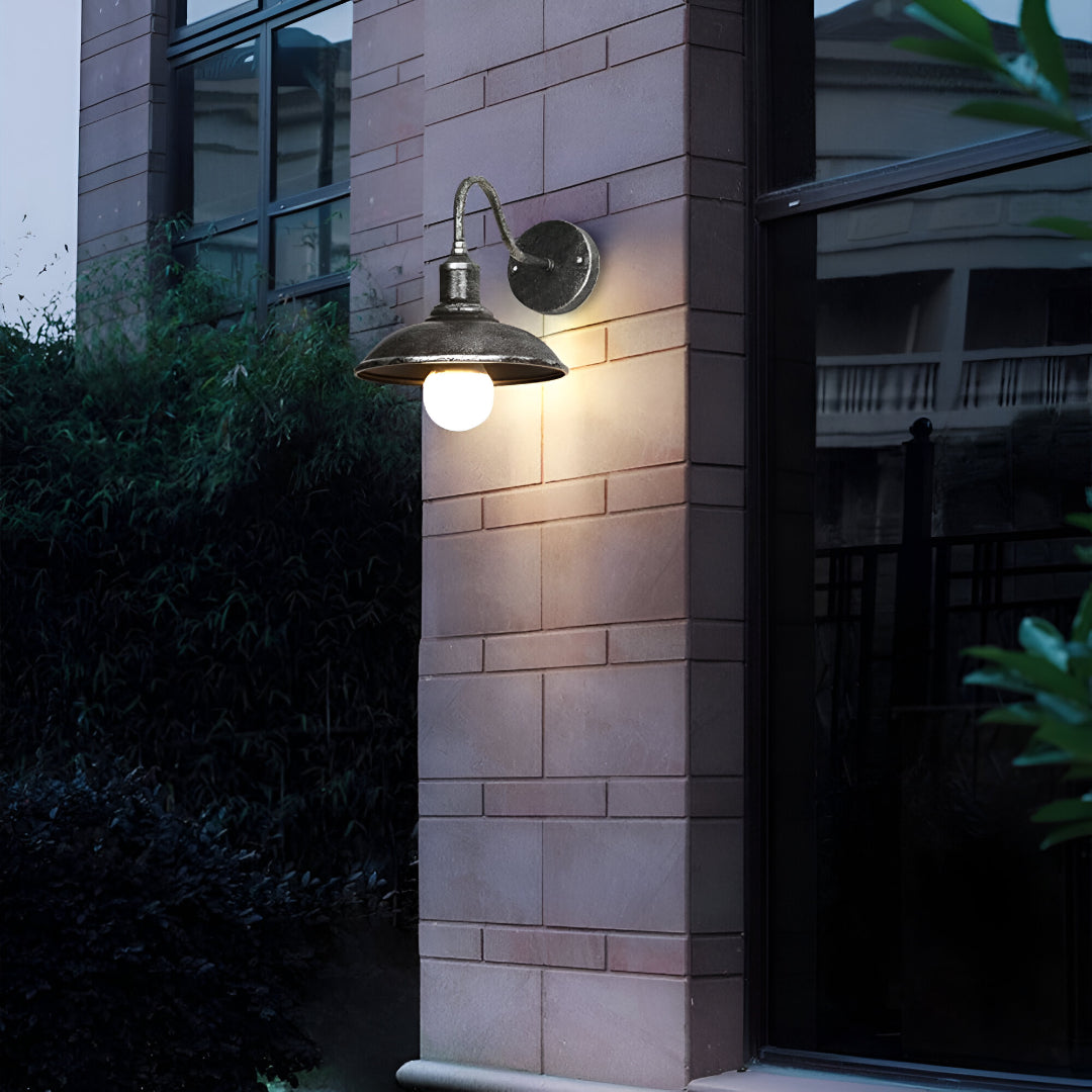 Industrial Bowl Shaped Iron Outdoor Wall Light 5