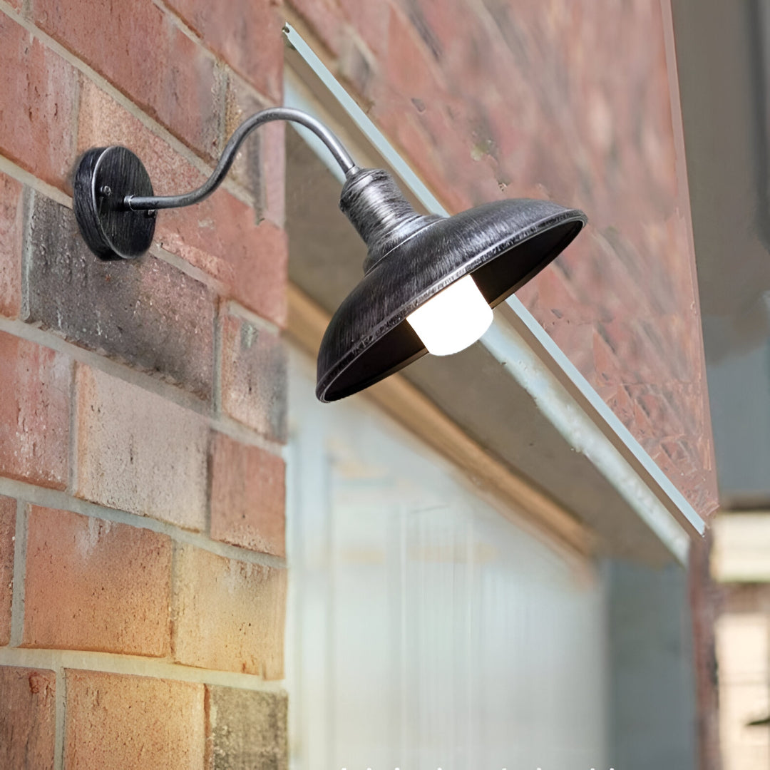 Industrial Bowl Shaped Iron Outdoor Wall Light 7