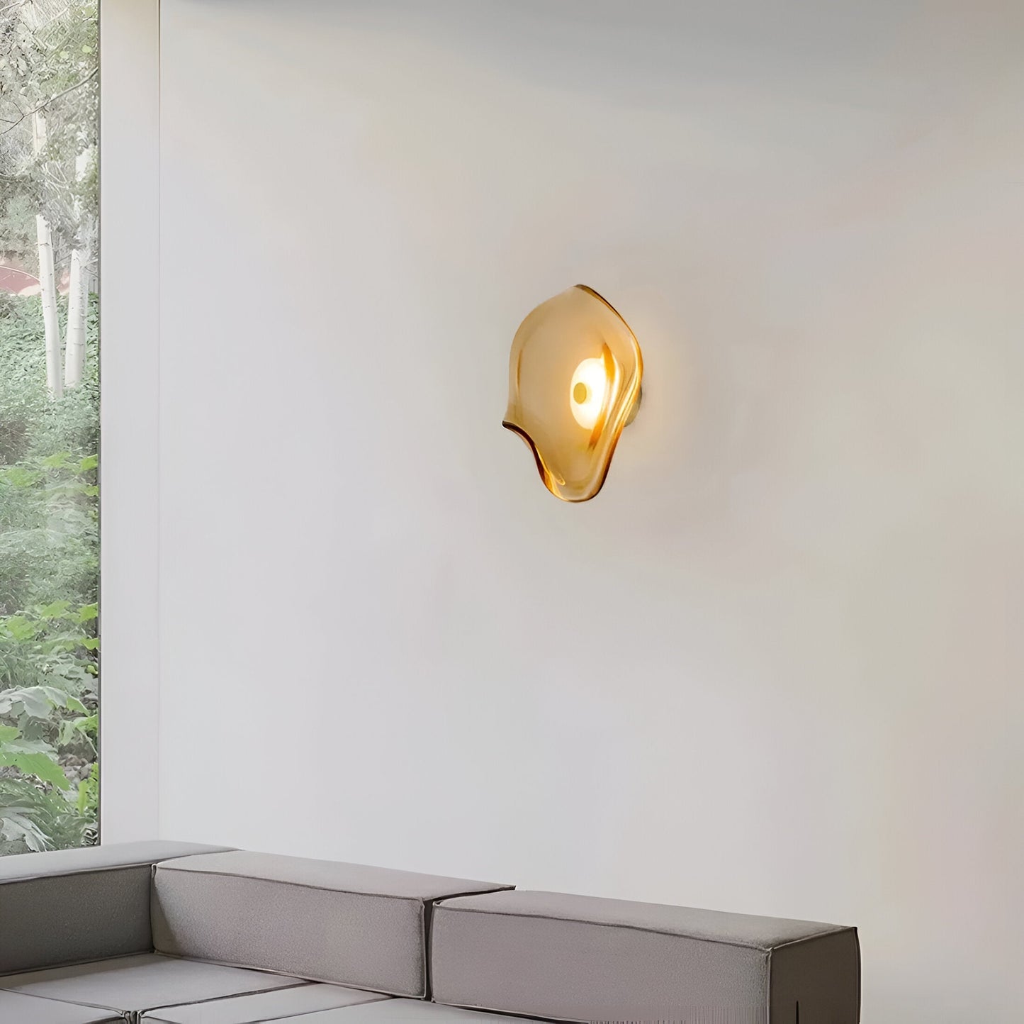 Nordic Curved Glass Japandi Style Glass LED Wall Light 3