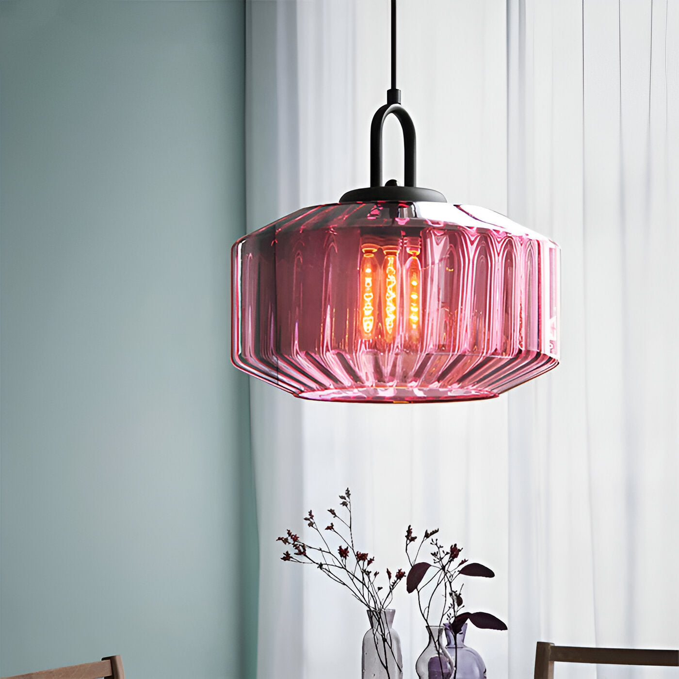 Colored Glass Metal Minimalist Pendant Light