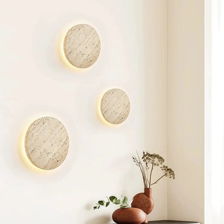 Travertine Stone Round Wall Light 2