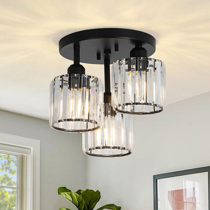 Modern Crystal Glass Semi-Flush Ceiling Light Fixture