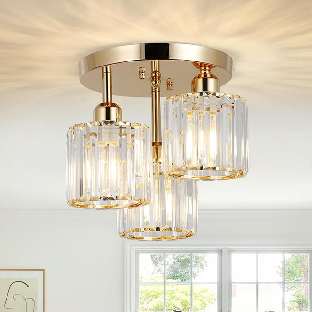 Modern Crystal Glass Semi-Flush Ceiling Light Fixture