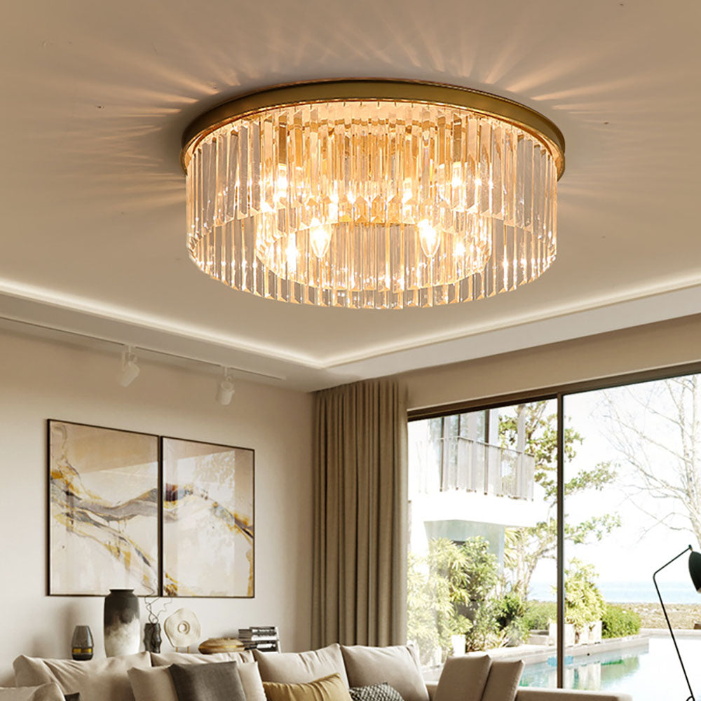 Crystal Glass Modern Flush Ceiling Light Fixture