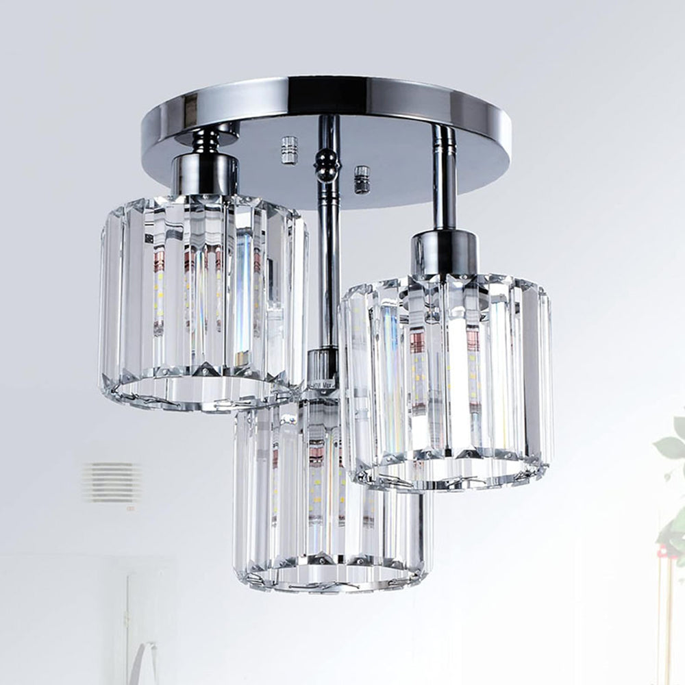 Modern Crystal Glass Semi-Flush Ceiling Light Fixture