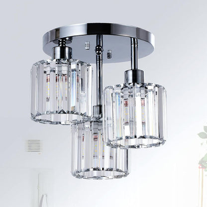 Modern Crystal Glass Semi-Flush Ceiling Light Fixture