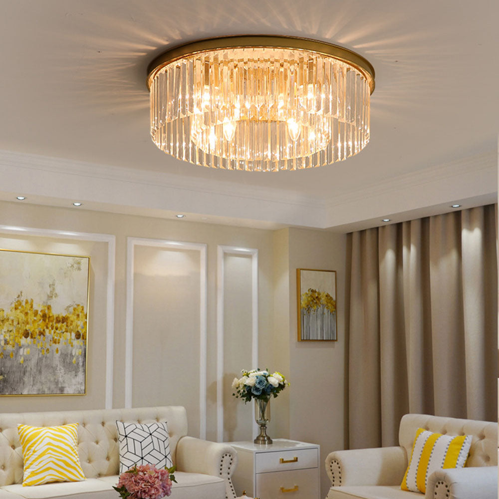 Crystal Glass Modern Flush Ceiling Light Fixture