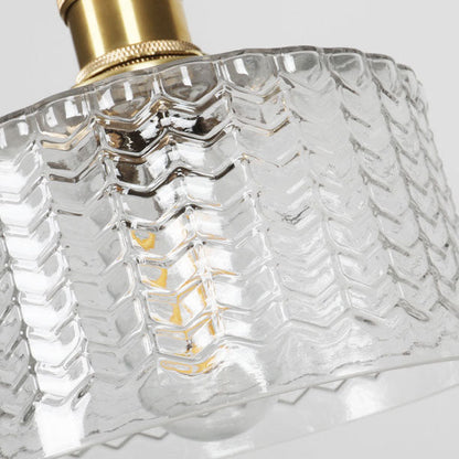 Brass Glass Vintage Japanese Round Pendant Light