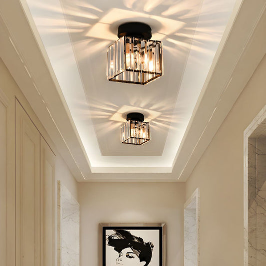 Crystal Glass Metal Ceiling Light Modern Design