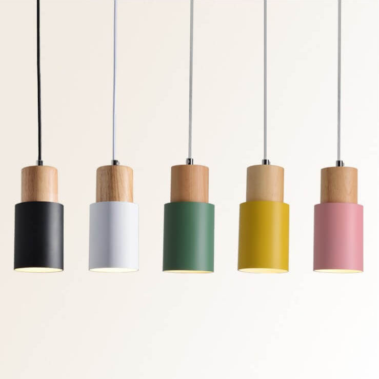 Aluminum LED Pendant Light Nordic Macaron Cylinder Modern Design