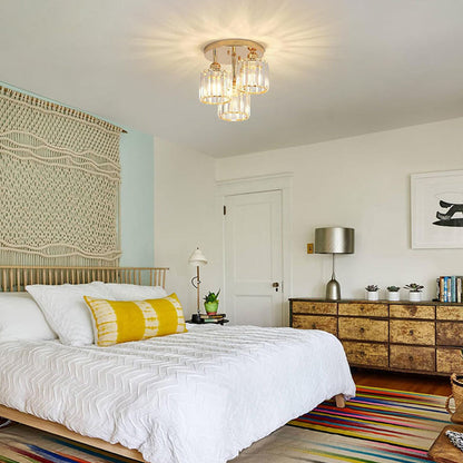 Modern Crystal Glass Semi-Flush Ceiling Light Fixture