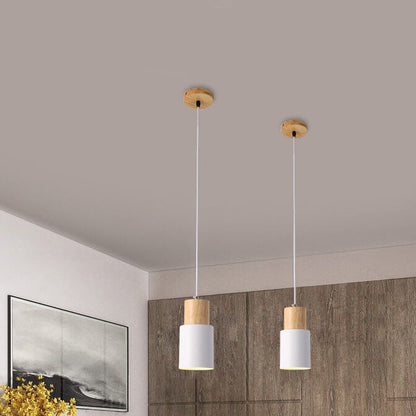 Aluminum LED Pendant Light Nordic Macaron Cylinder Modern Design