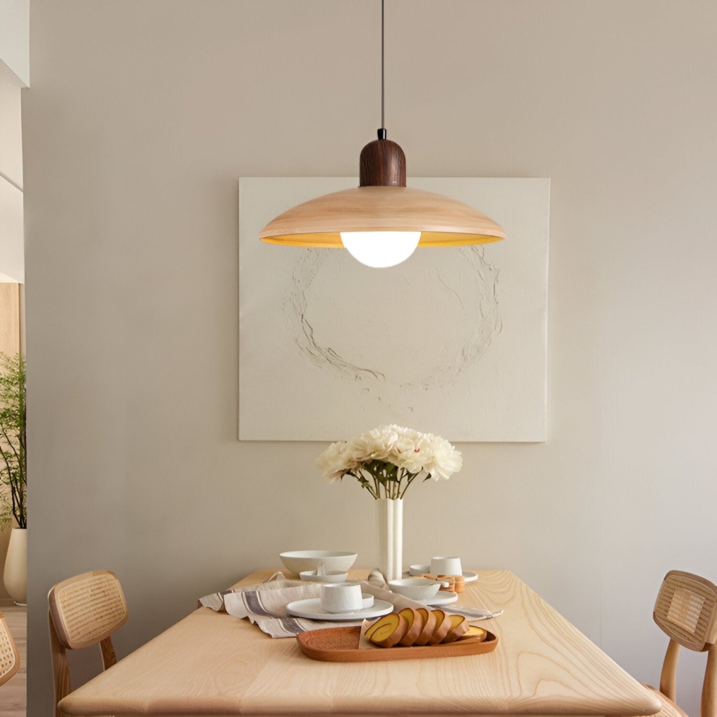 Walnut Wabi-Sabi Wood Pendant Light Japanese Style