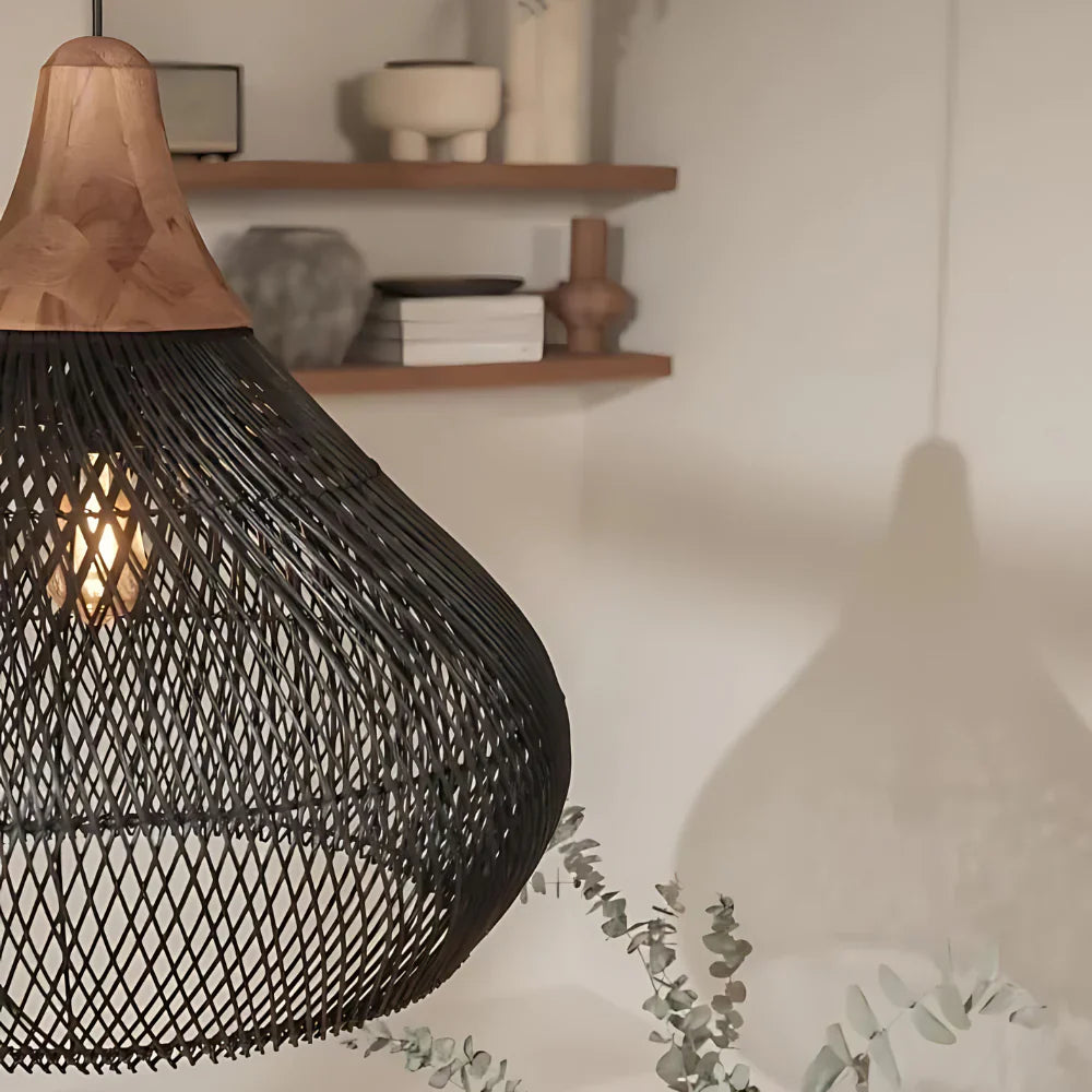 Rattan Bamboo Boho Pendant Light