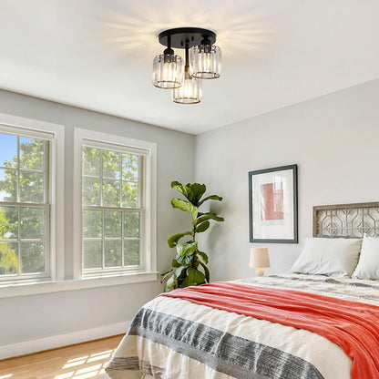 Modern Crystal Glass Semi-Flush Ceiling Light Fixture