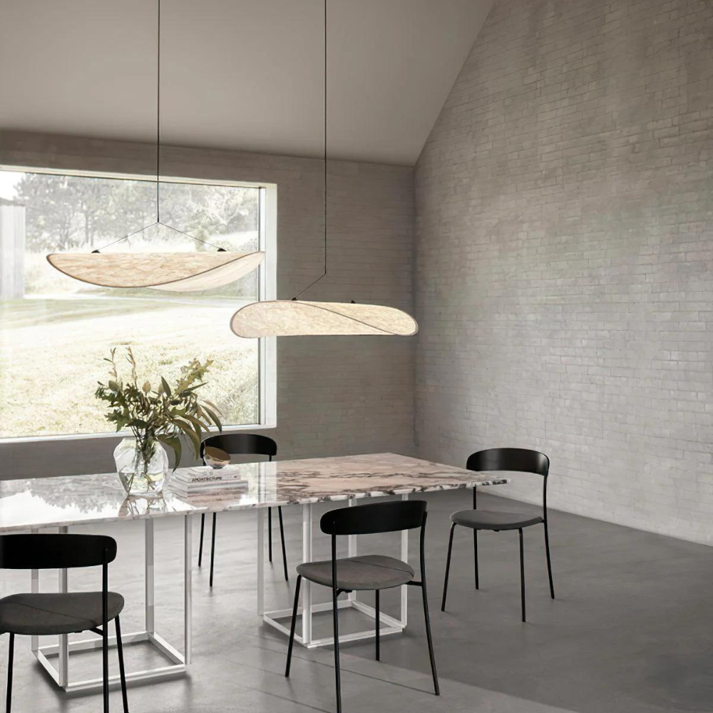 White Silk Fabric Minimalist Japandi Pendant Light