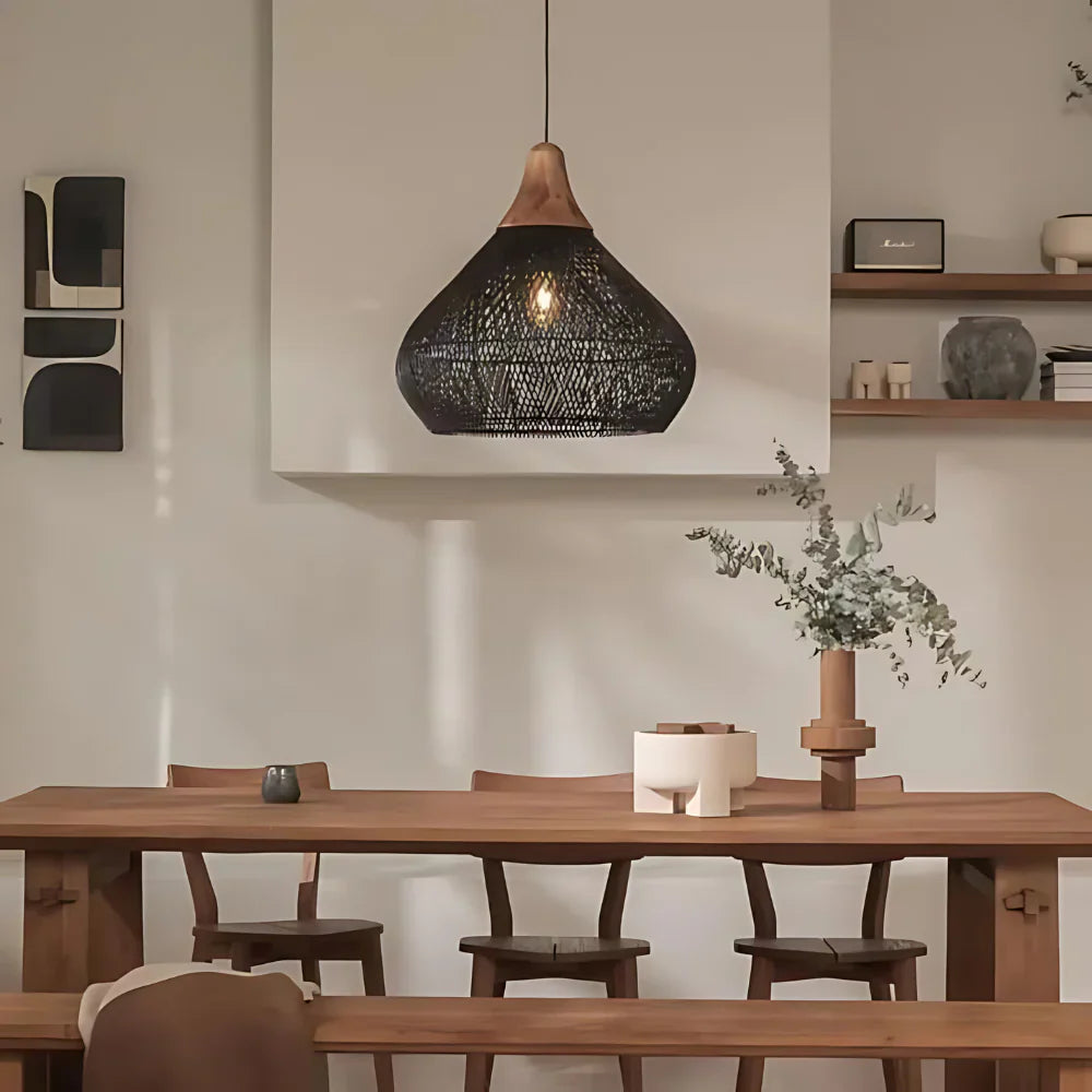 Rattan Bamboo Boho Pendant Light