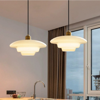 Art Deco Glass Pendant Light Modern Pearl Finish