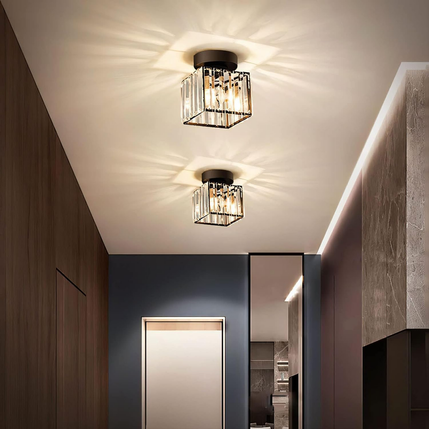 Crystal Glass Metal Ceiling Light Modern Design