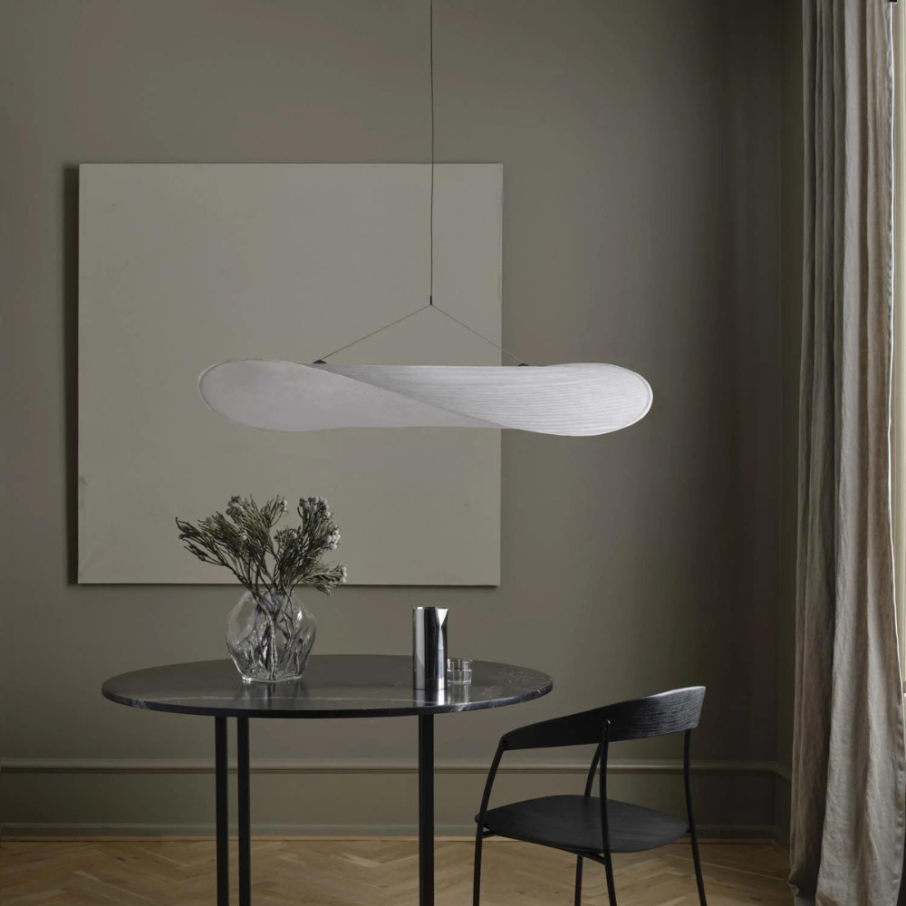 White Silk Fabric Minimalist Japandi Pendant Light