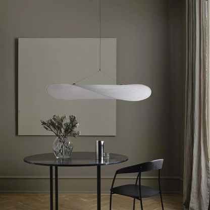 White Silk Fabric Minimalist Japandi Pendant Light