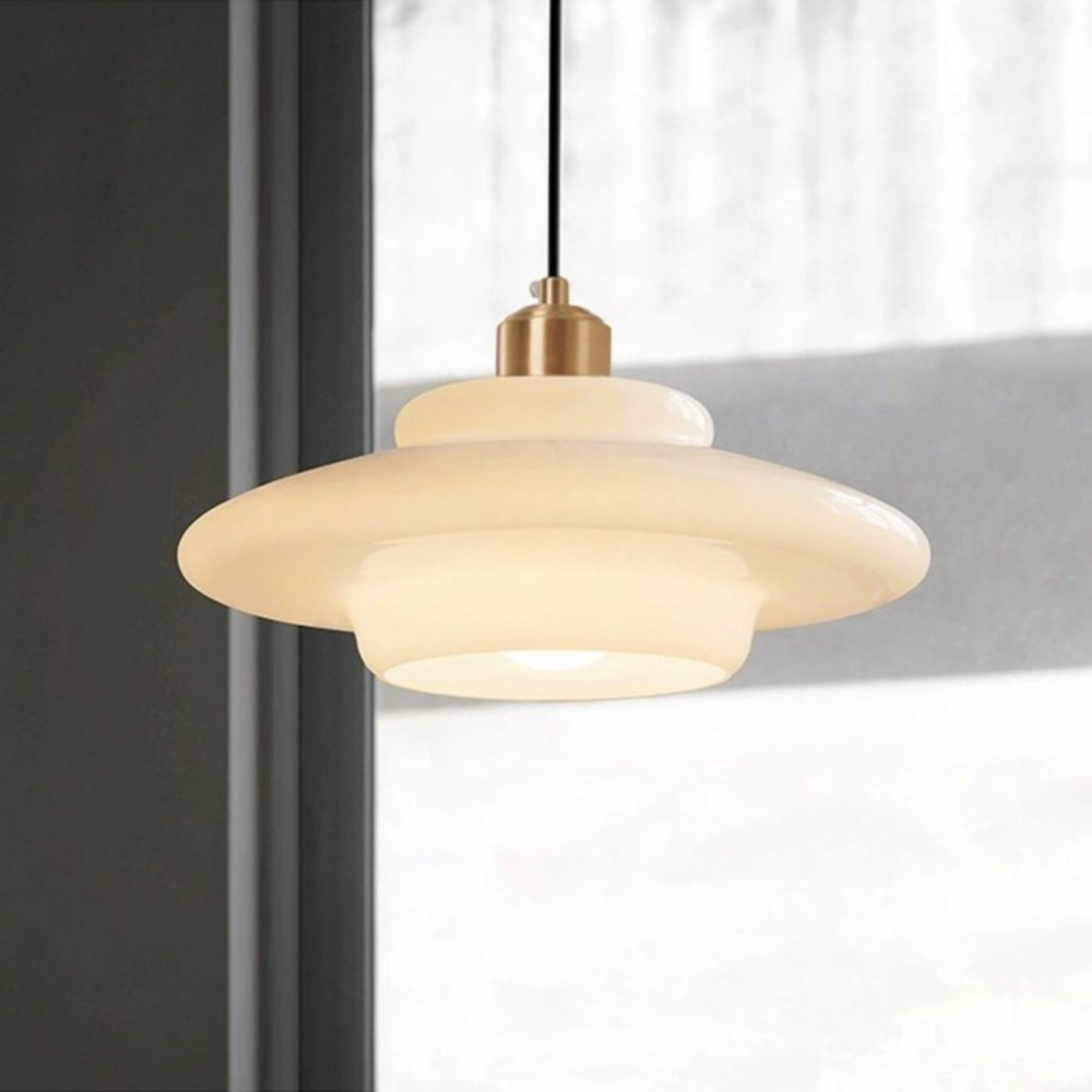 Art Deco Glass Pendant Light Modern Pearl Finish