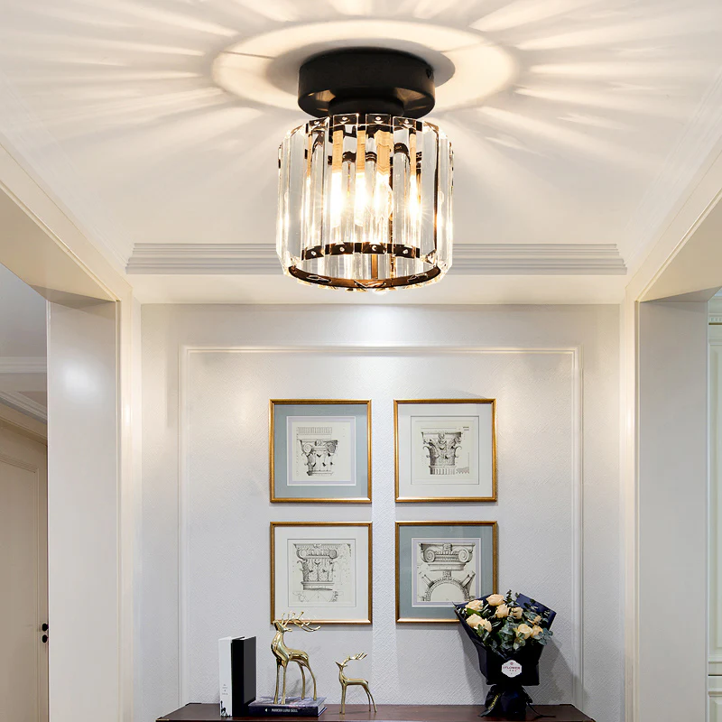 Crystal Glass Metal Ceiling Light Modern Design