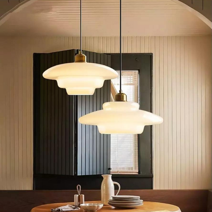 Art Deco Glass Pendant Light Modern Pearl Finish