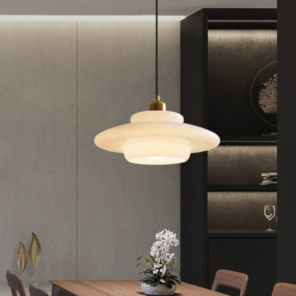 Art Deco Glass Pendant Light Modern Pearl Finish