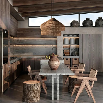 Rattan Metal Retro Bohemian Pendant Light