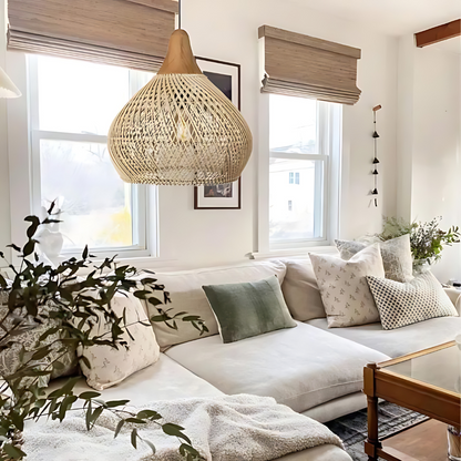 Rattan Bamboo Boho Pendant Light