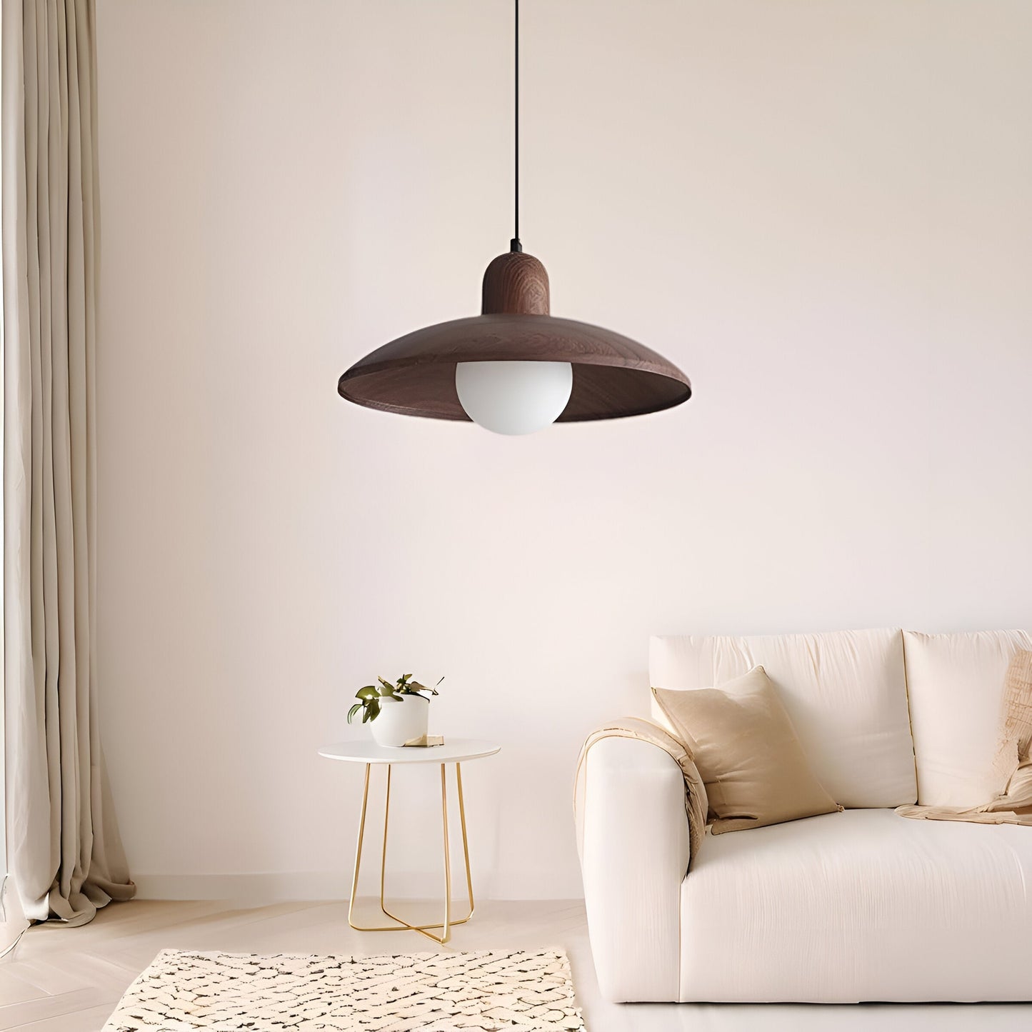 Walnut Wabi-Sabi Wood Pendant Light Japanese Style