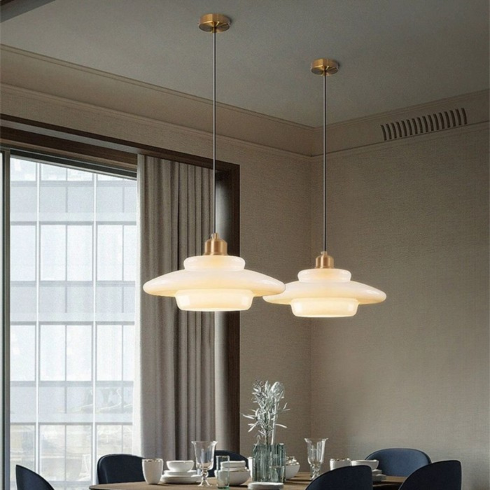 Art Deco Glass Pendant Light Modern Pearl Finish