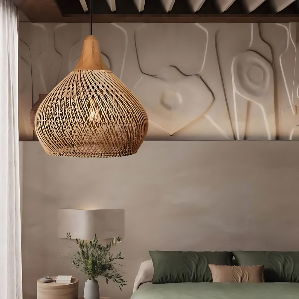 Rattan Bamboo Boho Pendant Light