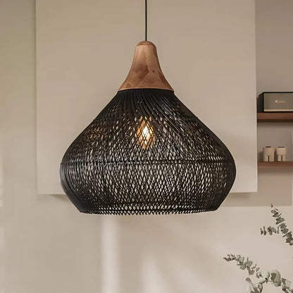Rattan Bamboo Boho Pendant Light
