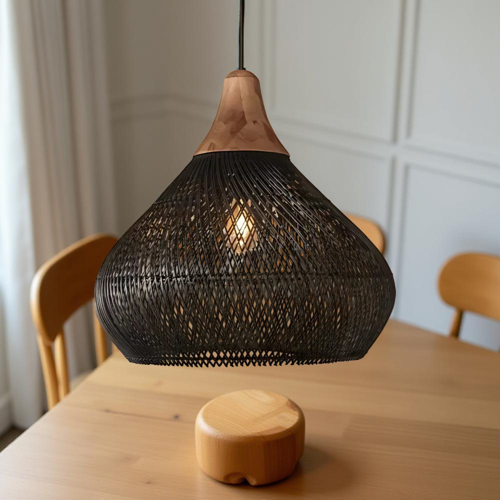 Rattan Bamboo Boho Pendant Light