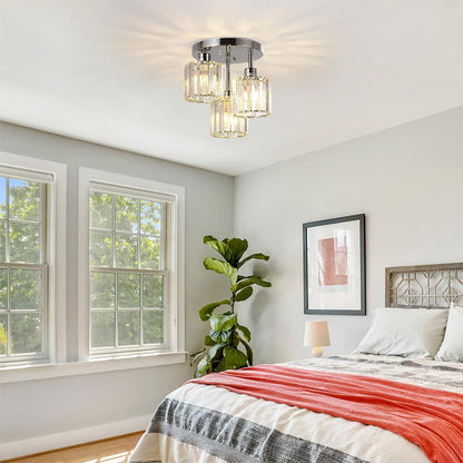 Modern Crystal Glass Semi-Flush Ceiling Light Fixture