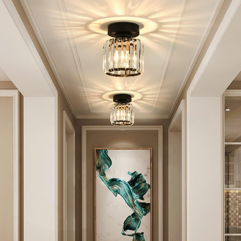 Crystal Glass Metal Ceiling Light Modern Design