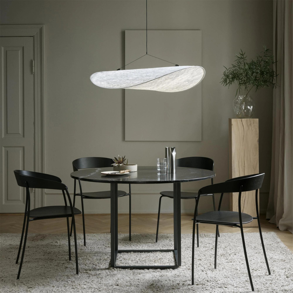 White Silk Fabric Minimalist Japandi Pendant Light