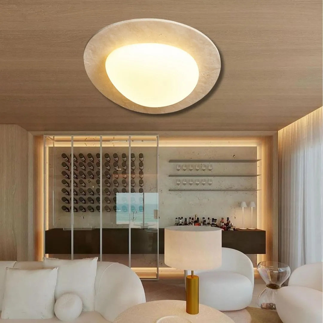 Creative Nordic Cream Travertine Ceiling Light 6