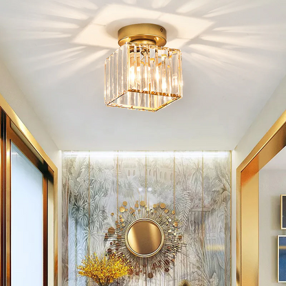 Crystal Glass Metal Ceiling Light Modern Design