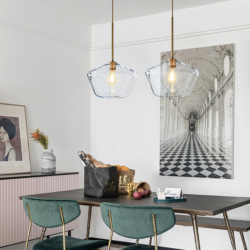 Industrial Glass Metal Pendant Light