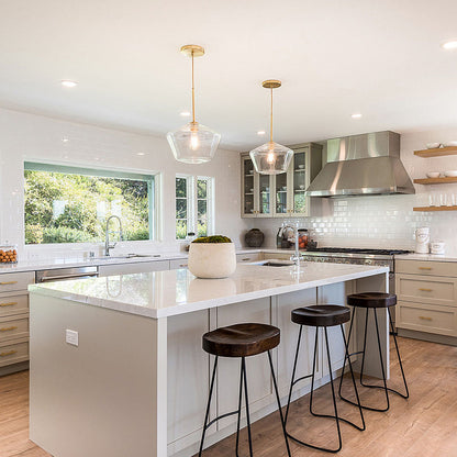 Industrial Glass Metal Pendant Light