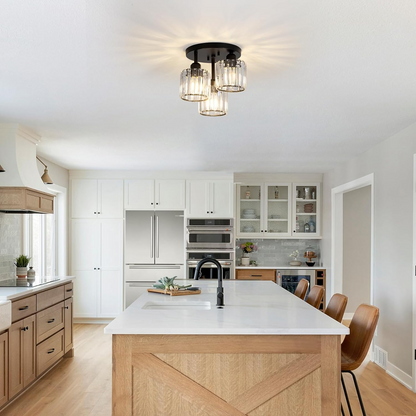 Modern Crystal Glass Semi-Flush Ceiling Light Fixture