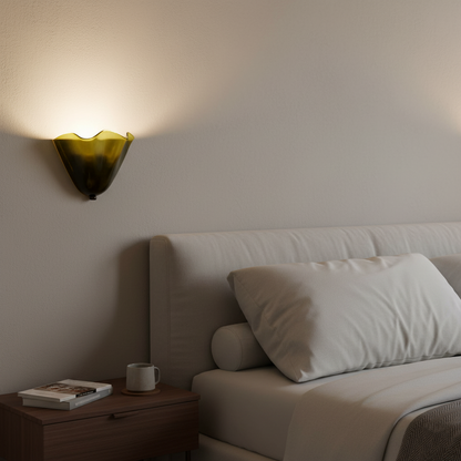 Retro Colored Glass Wall Light Shell Skirt Modern Design