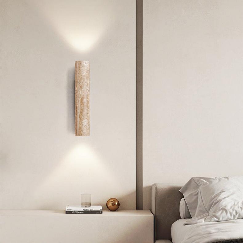 Japandi Tube Travertine Stone Minimalist Wall Light 1