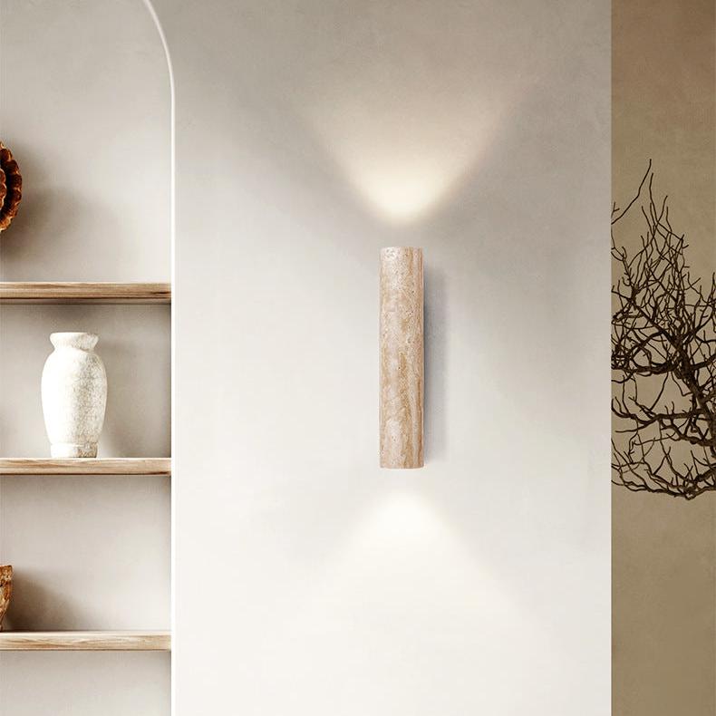 Japandi Tube Travertine Stone Minimalist Wall Light 2