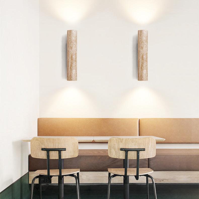 Japandi Tube Travertine Stone Minimalist Wall Light 3